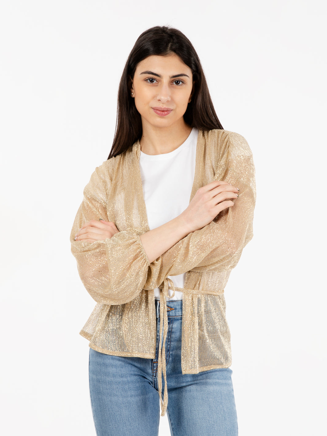 Blusa trasparente oro