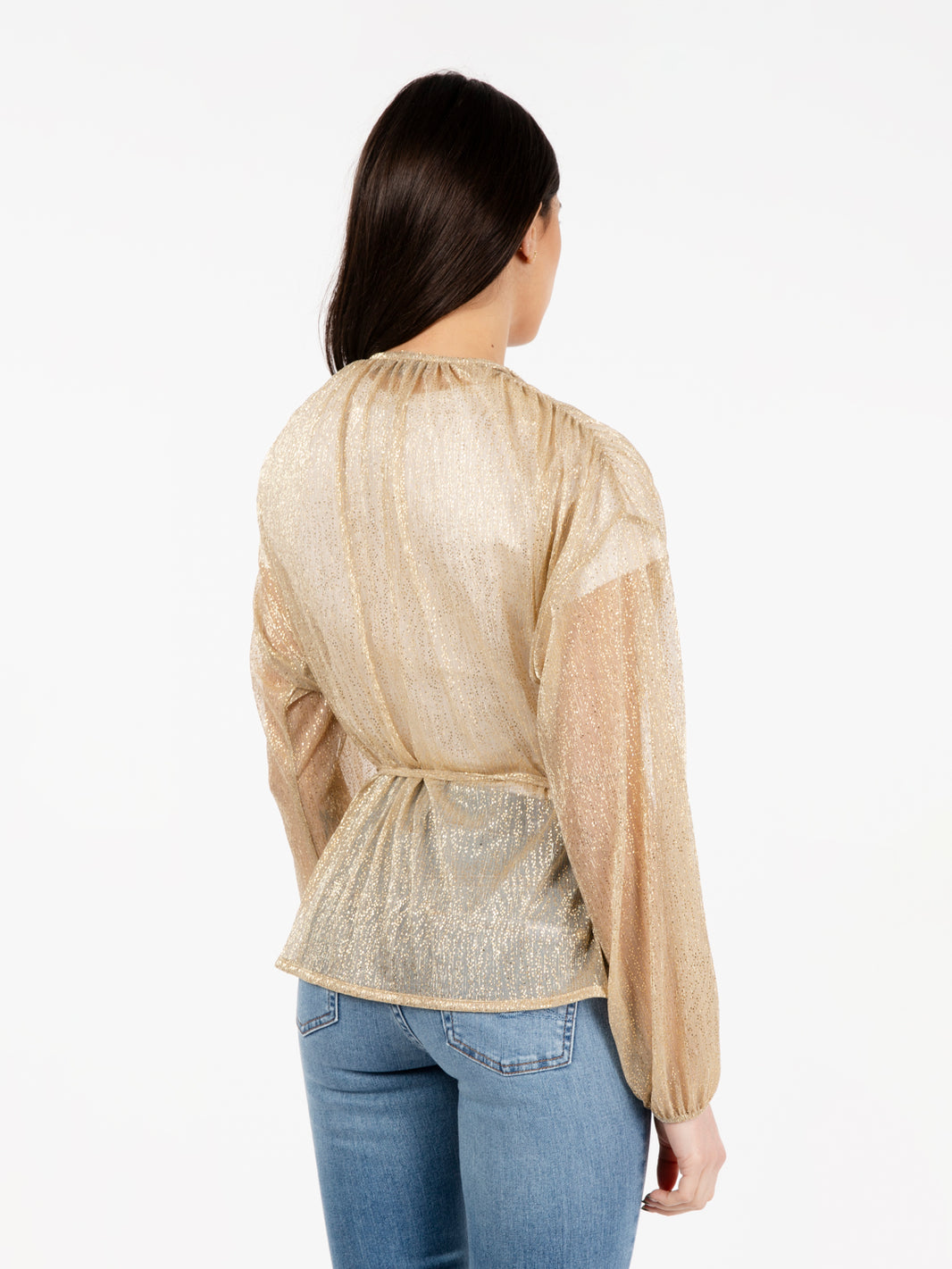 Blusa trasparente oro