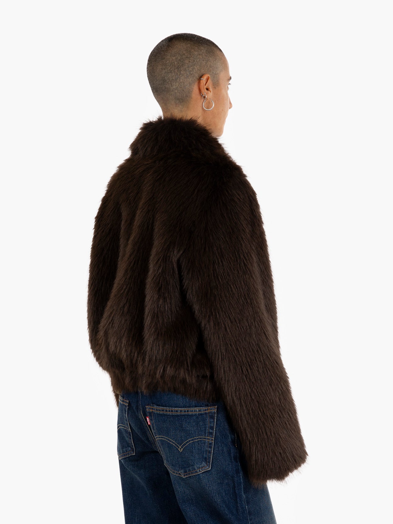 Bomber in ecopelliccia moro