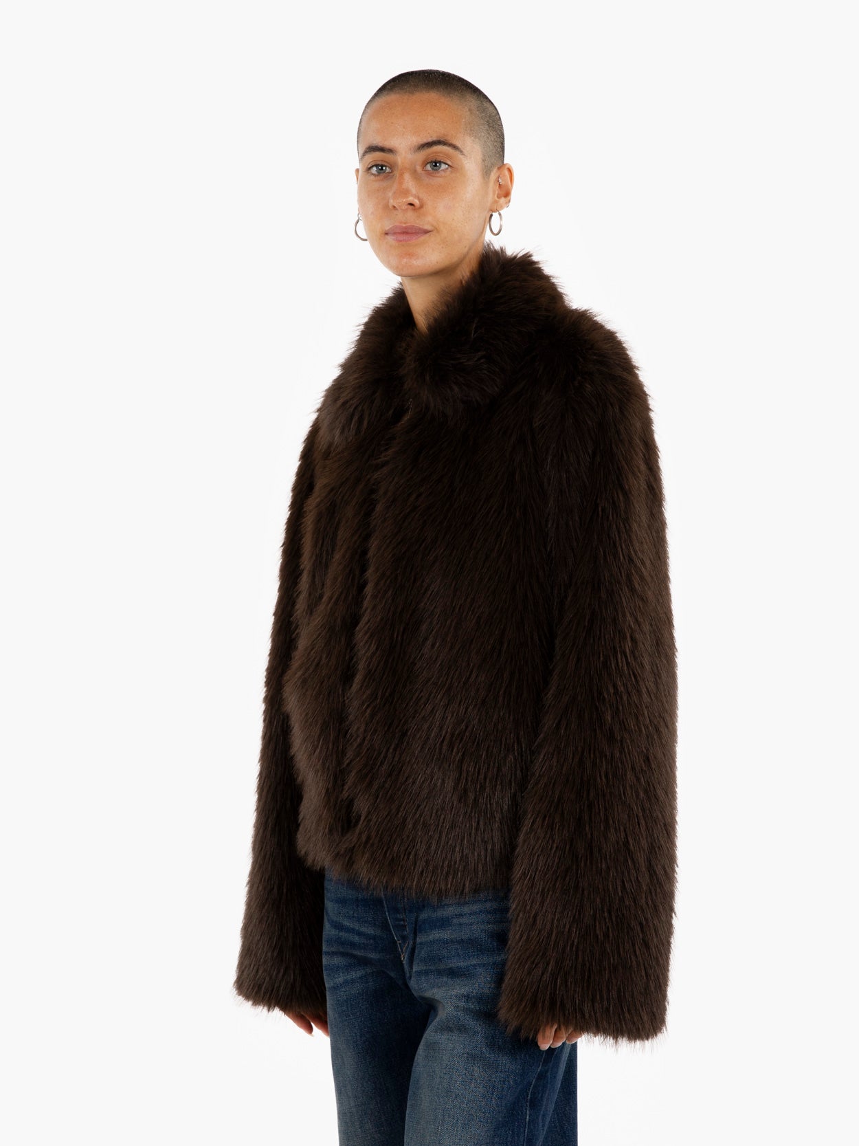 Bomber in ecopelliccia moro