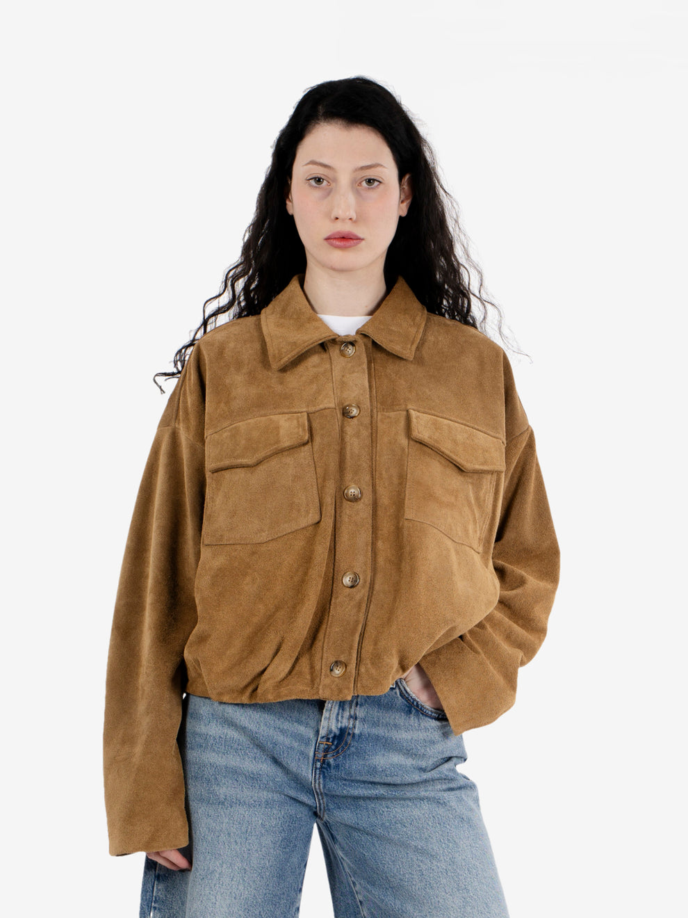 Bomber in suede miele