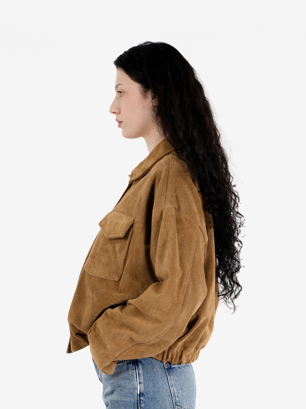 Bomber in suede miele