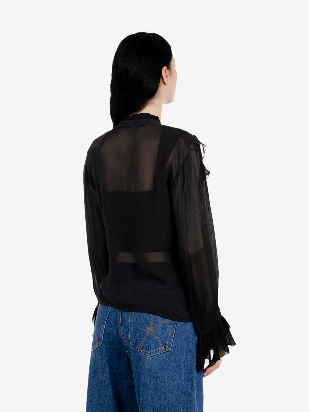 Camicia con rouches nero