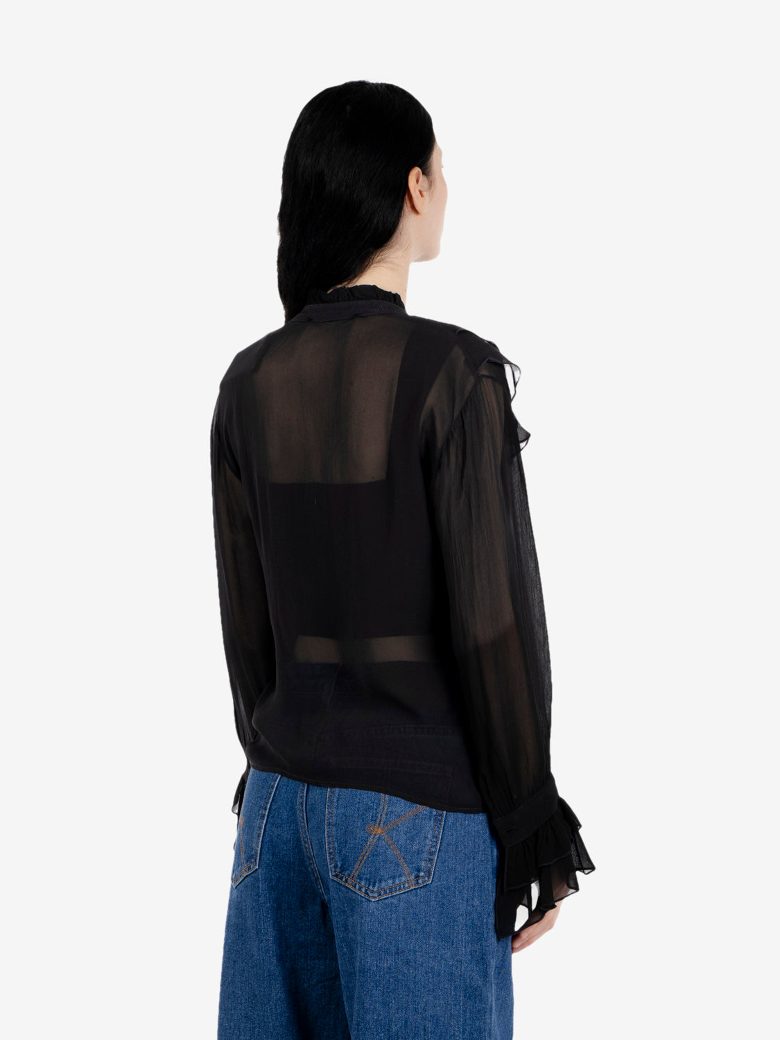 Camicia con rouches nero