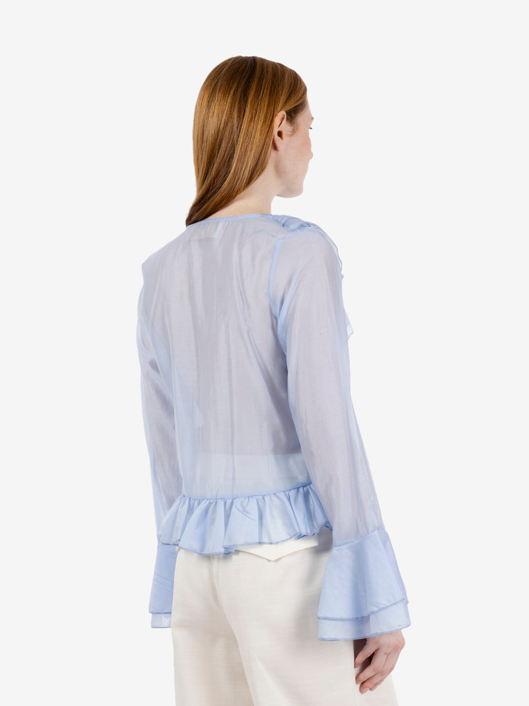 Blue ruffle shirt