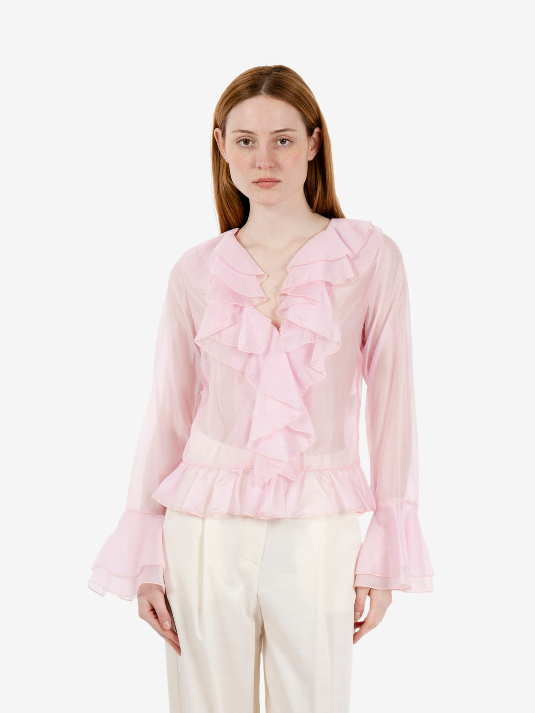Pink ruffle shirt