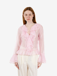 Camicia con volant rosa