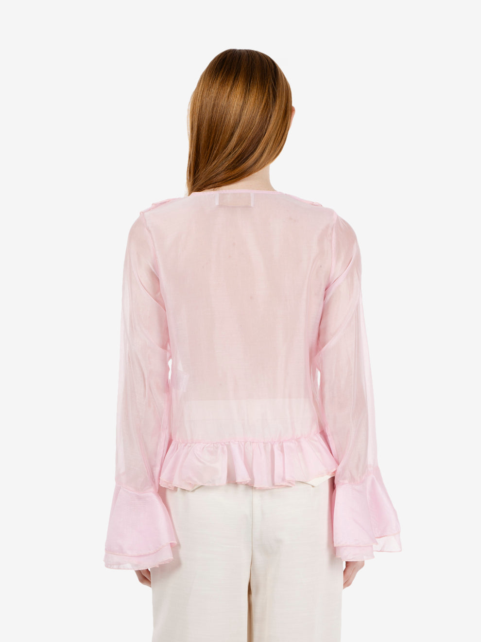 Camicia con volant rosa