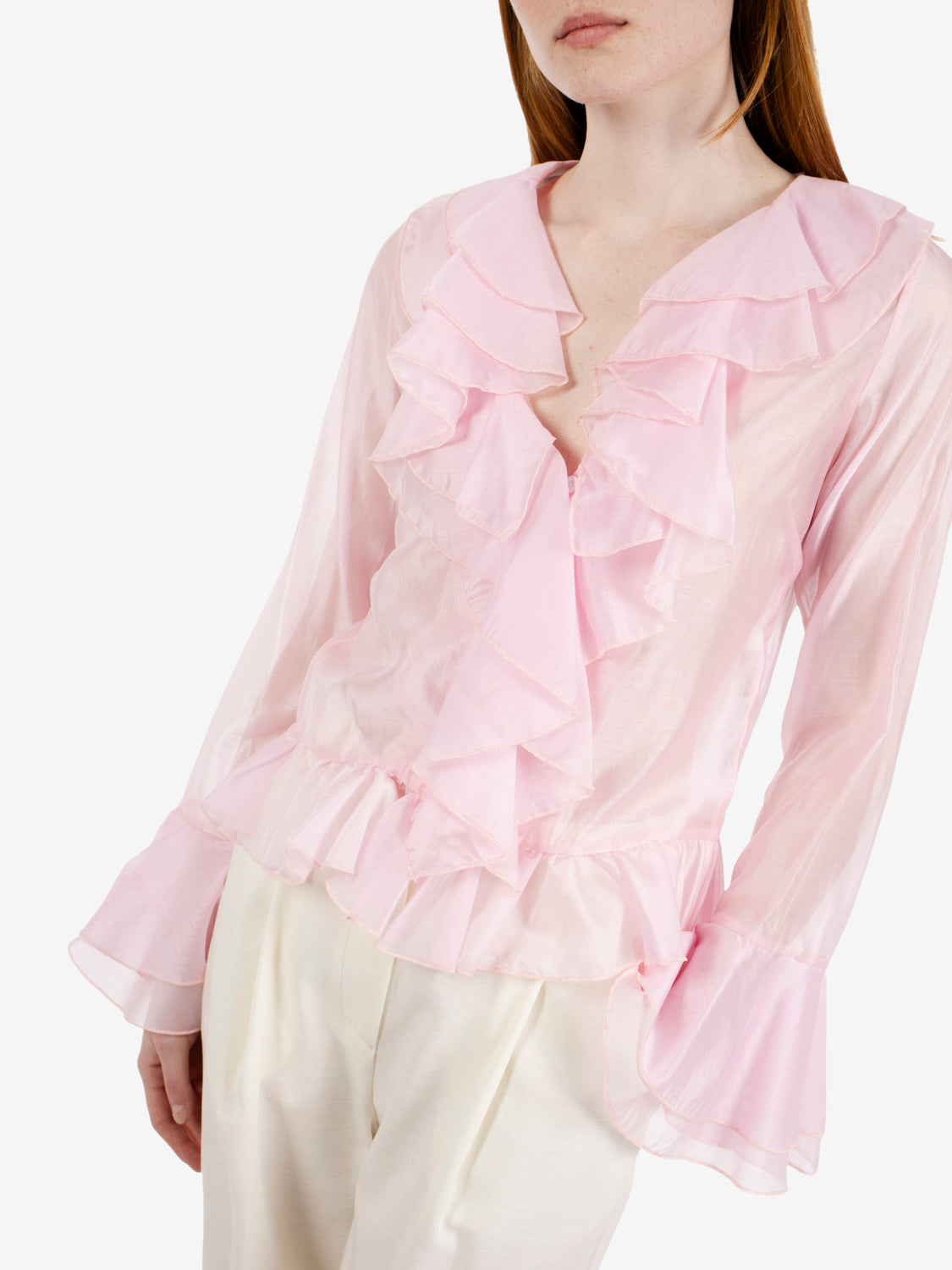 Camicia con volant rosa