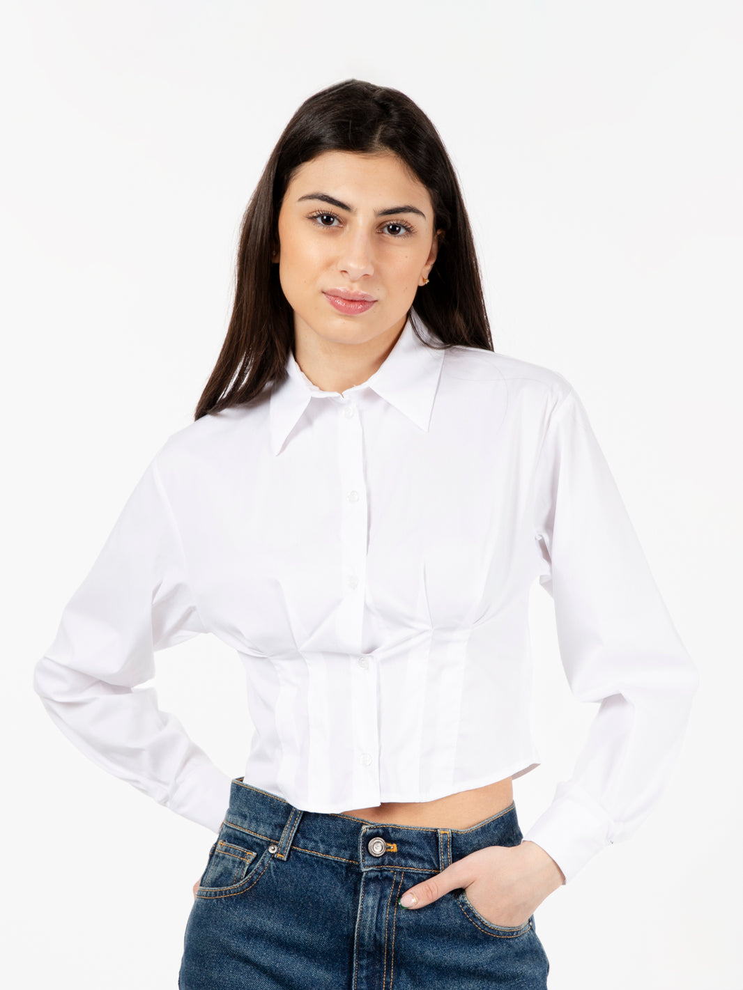 Camicia crop bianca