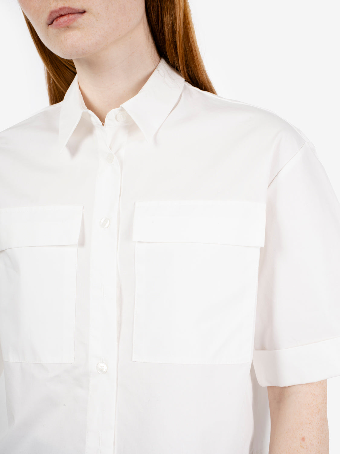 Camicia crop con tasche bianca