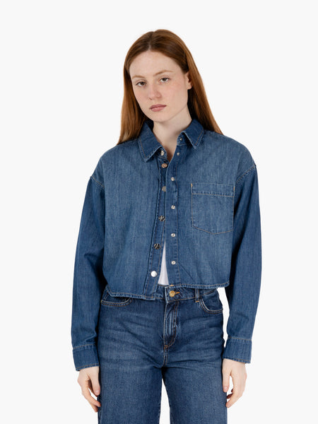 Camicia cropped jeans medio