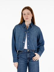 KAOS - Camicia cropped jeans medio