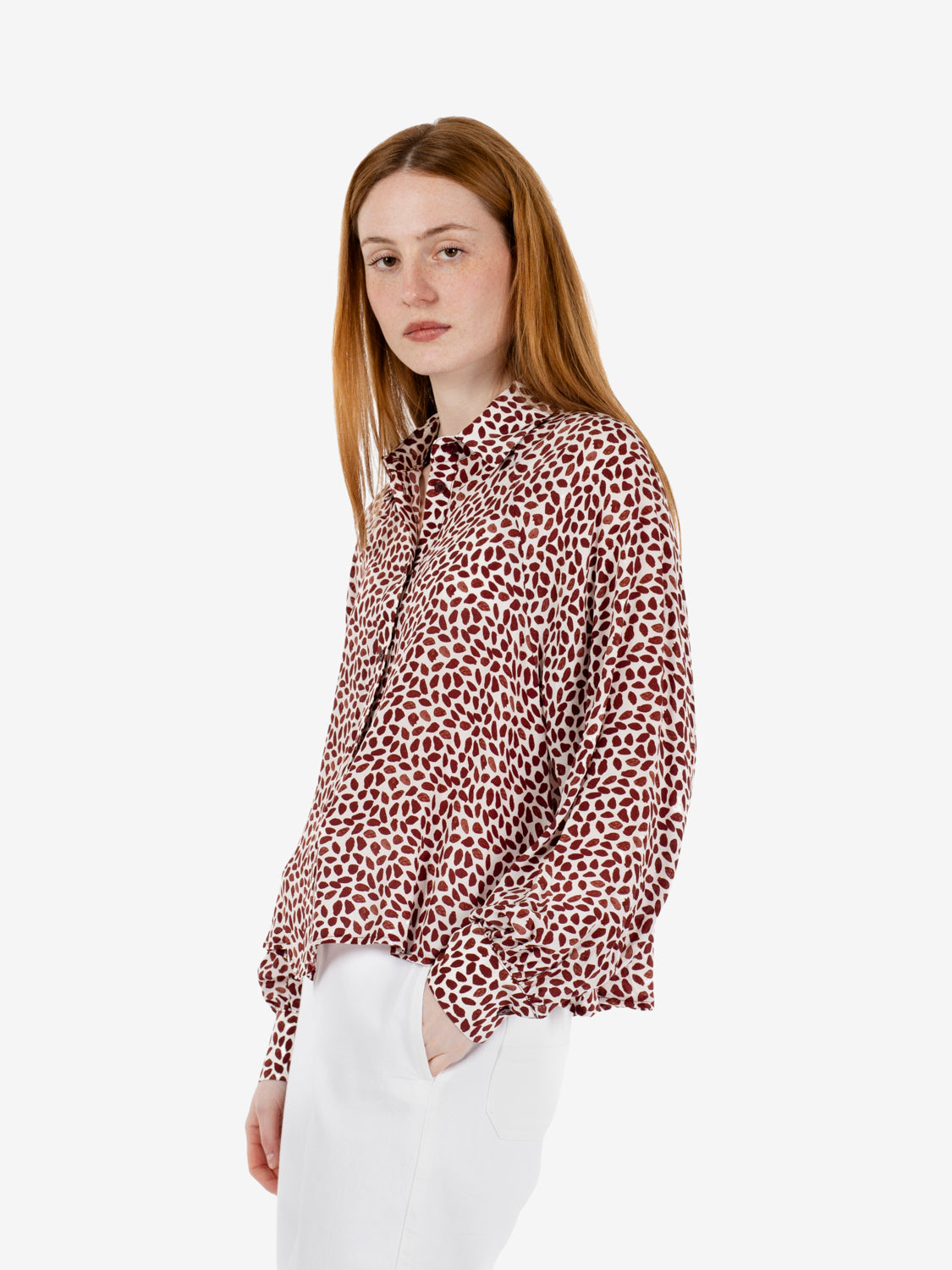 Camicia manica a palloncino ruggine