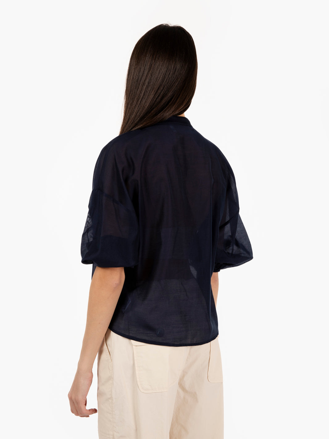Camicia scollo a V blu