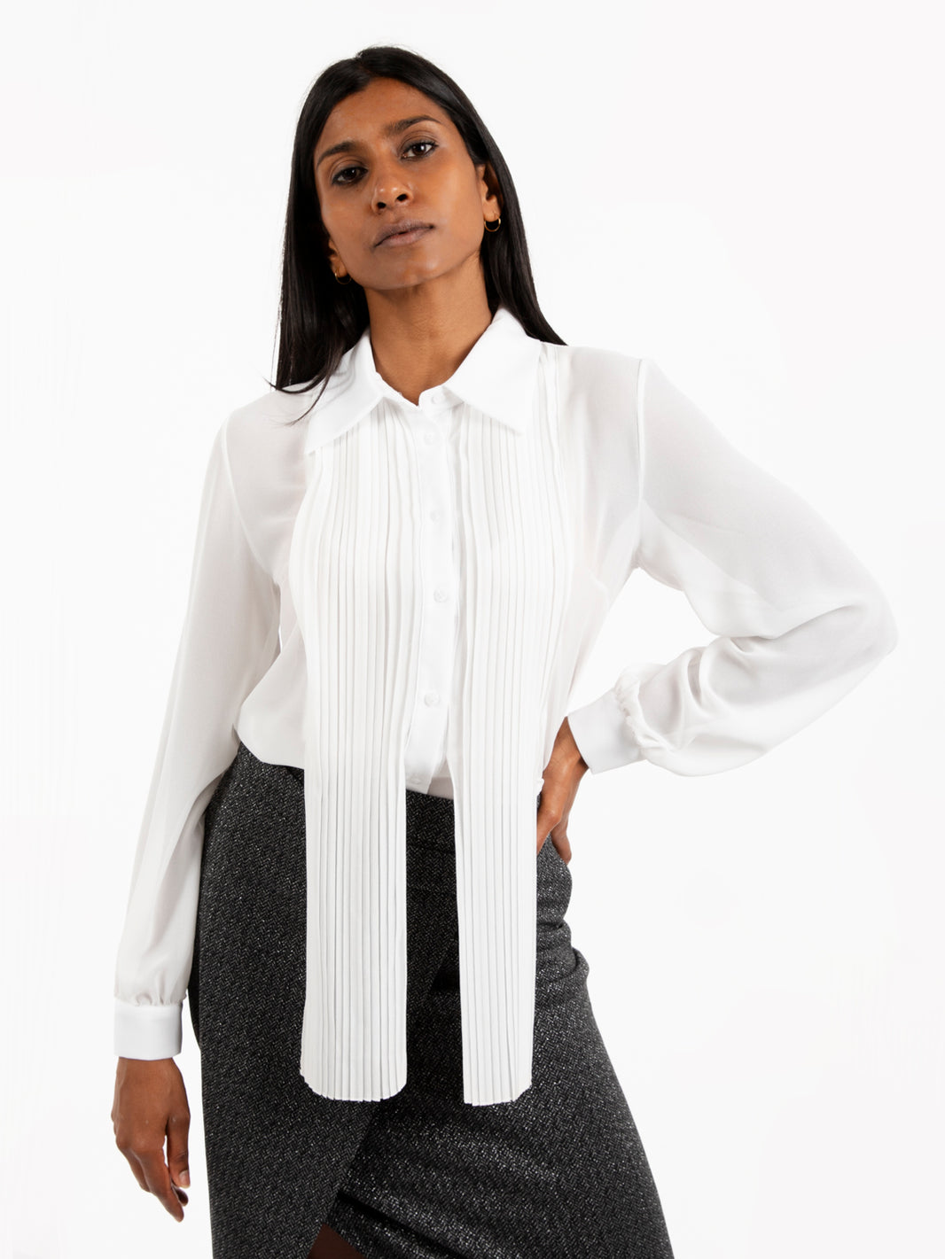 Camicia semitrasparente bianca