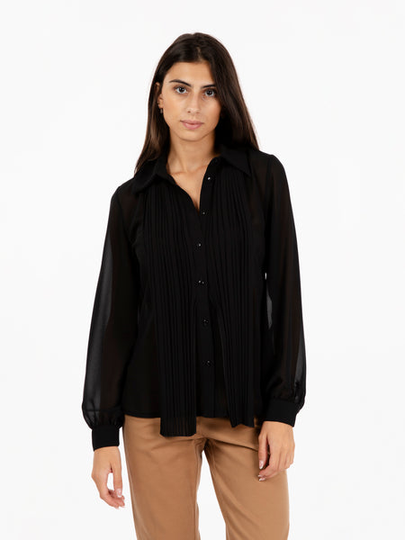 Camicia semitrasparente nero