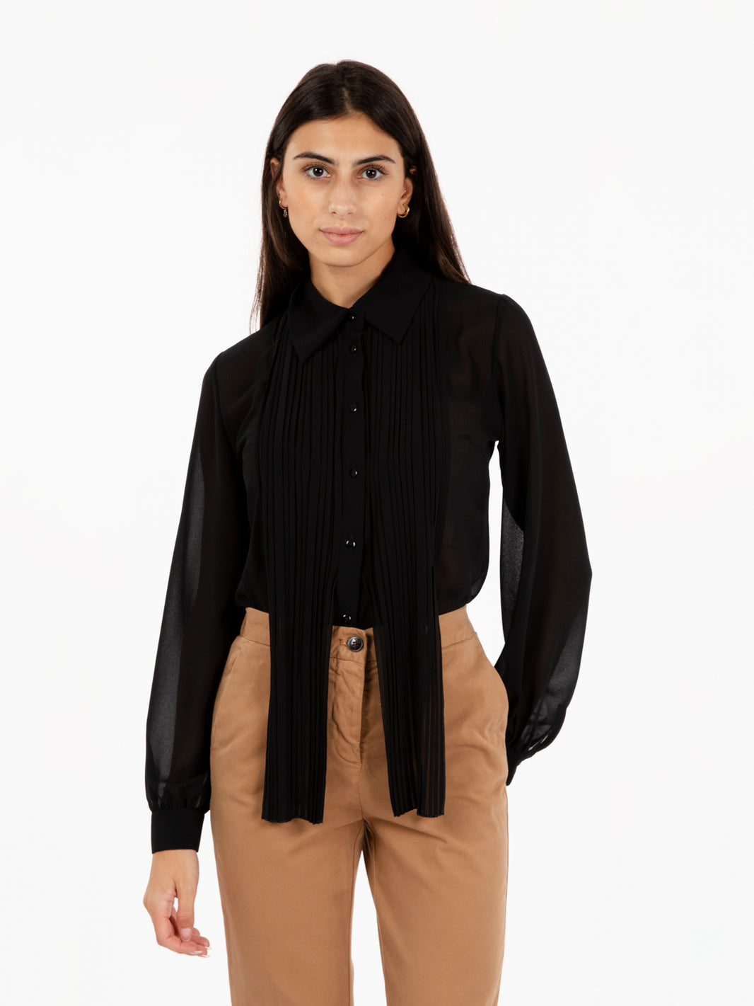 Camicia semitrasparente nero