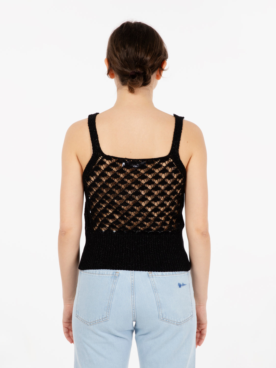 Canotta crochet lurex nero