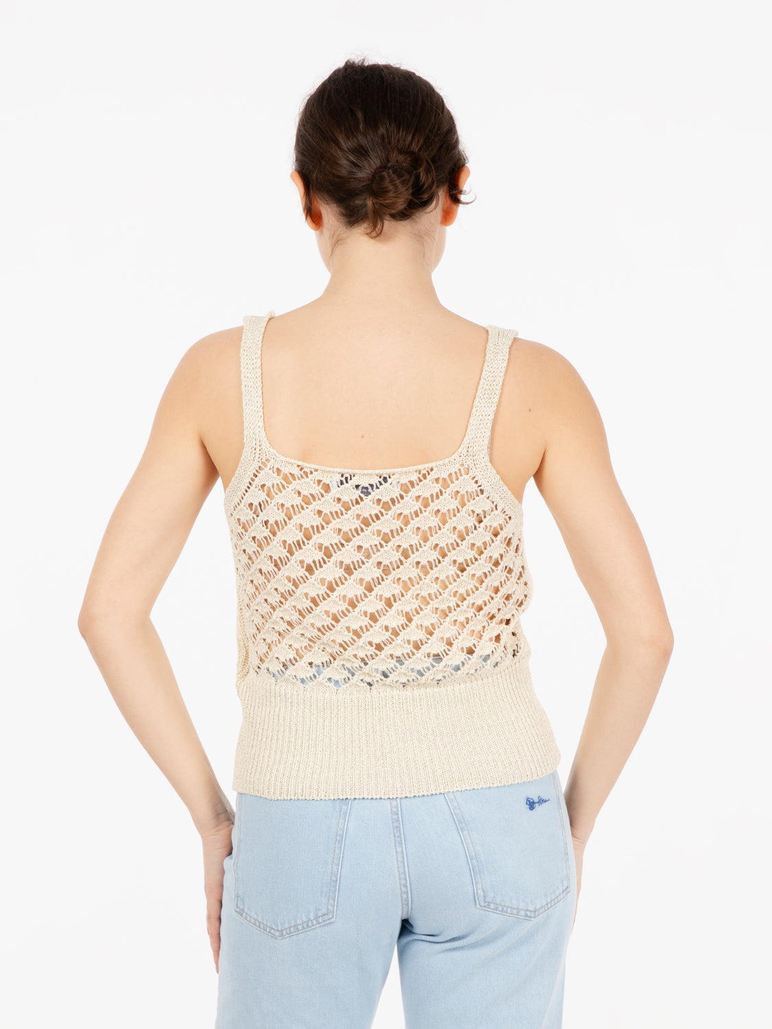 Canotta crochet lurex panna