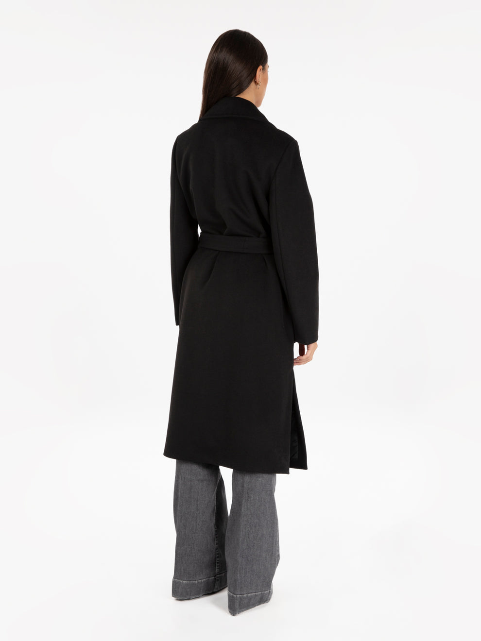 Cappotto con cintura nero