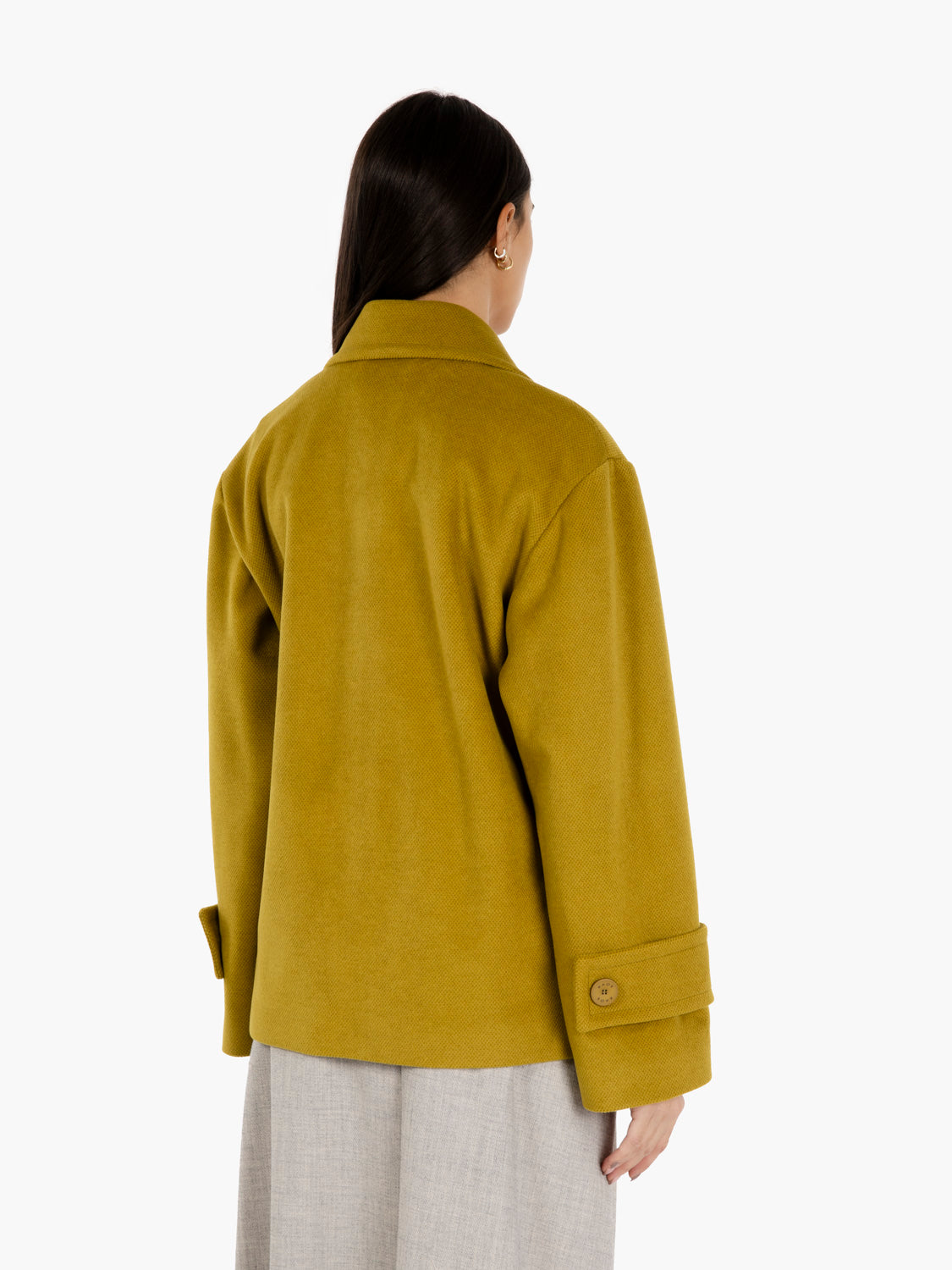 Short double-breasted oil coat