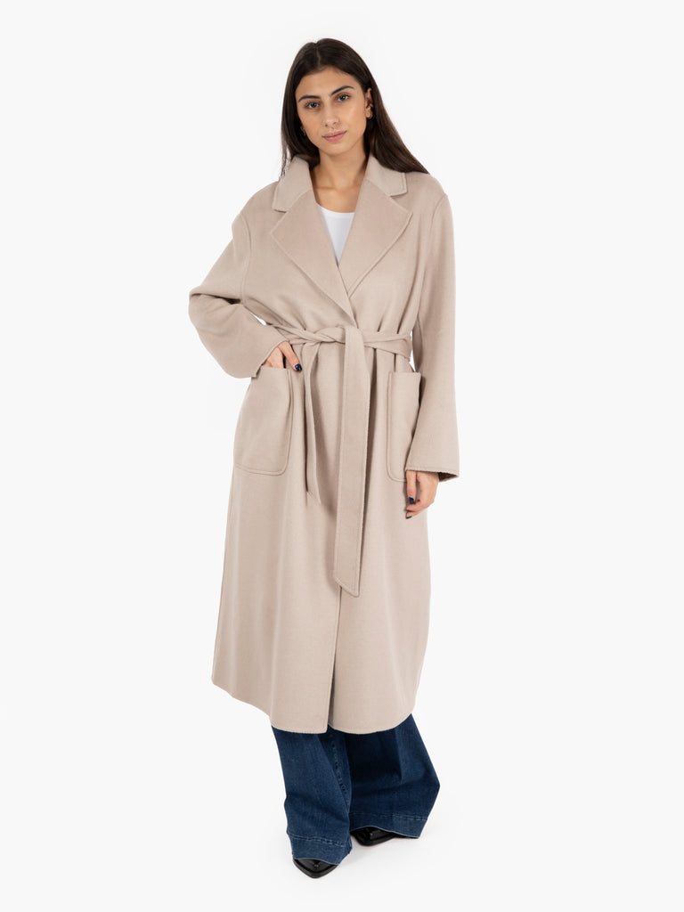 KAOS - Cappotto con cintura beige