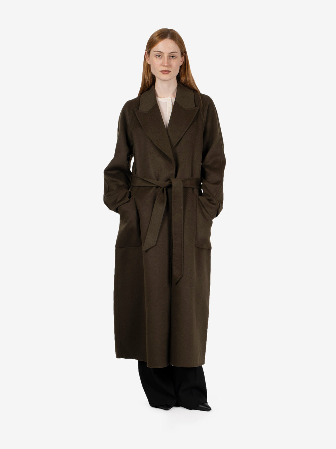 Cappotto lungo con fusciacca forest