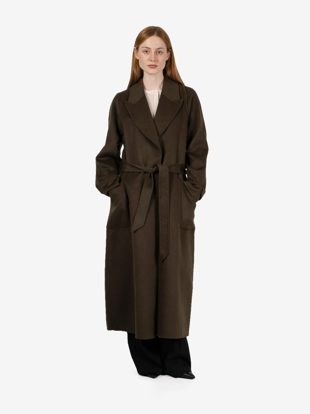 Cappotto lungo con fusciacca forest