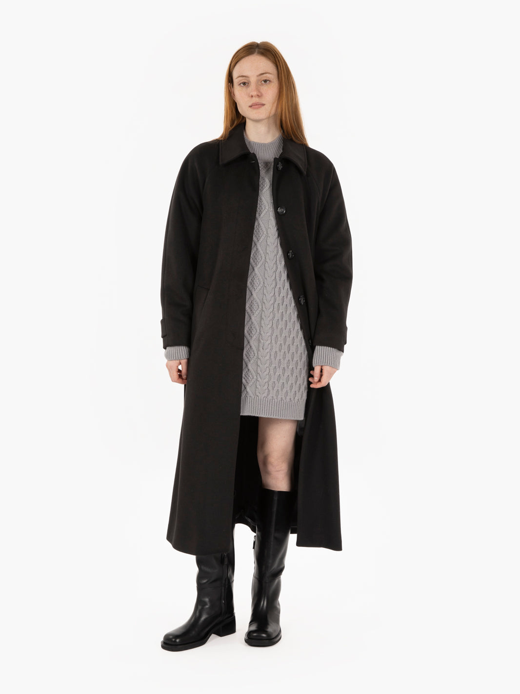 Long coat with black sash