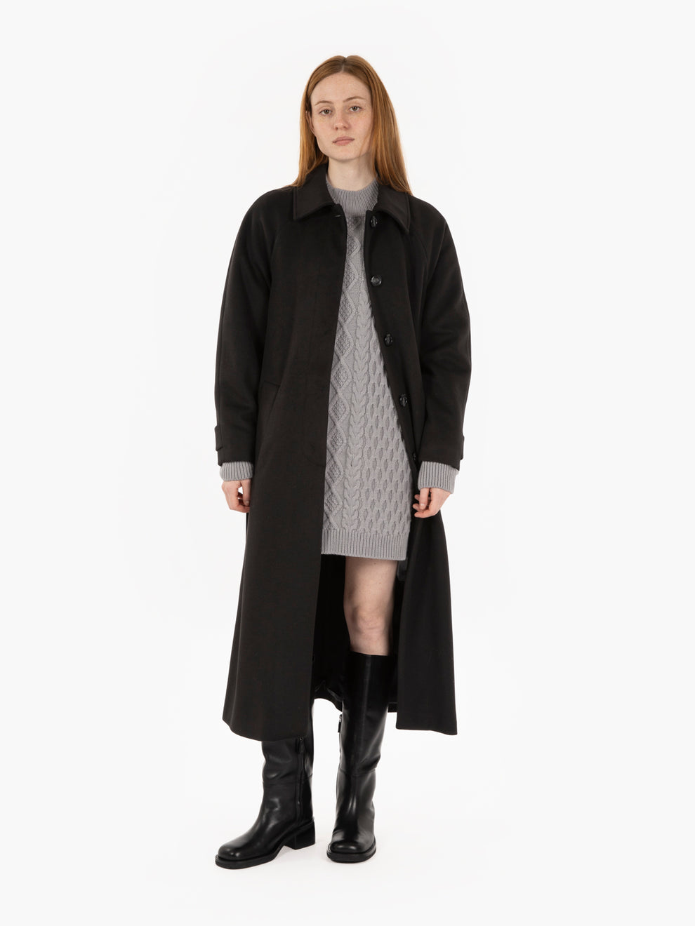 Long coat with black sash