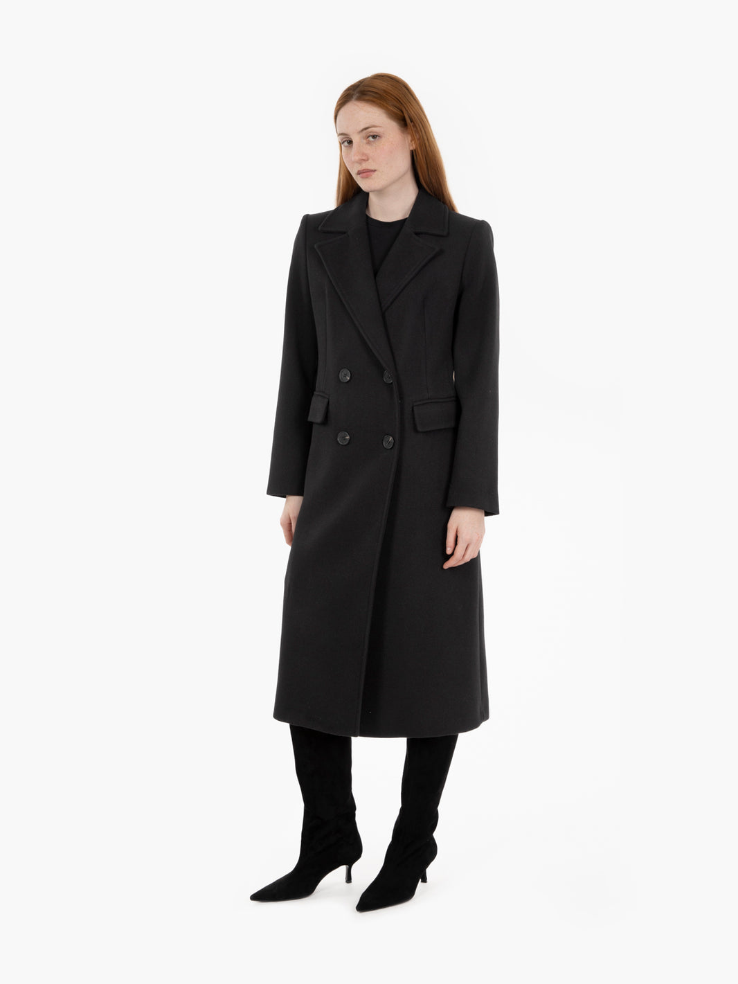 Cappotto lungo doppiopetto nero