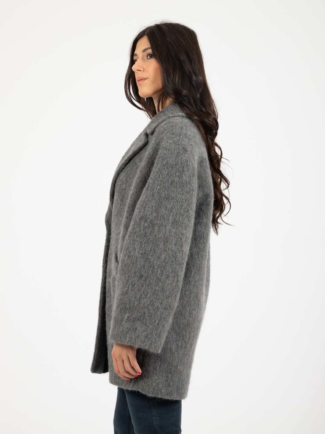 Cappotto ovetto mohair grigio