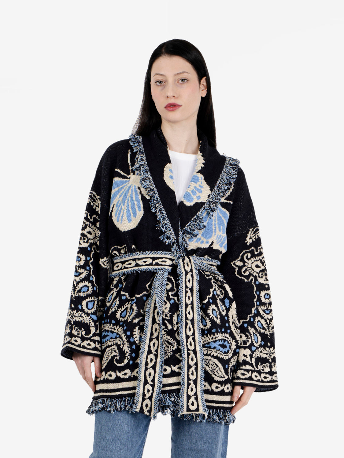 Cardigan con fusciacca blu