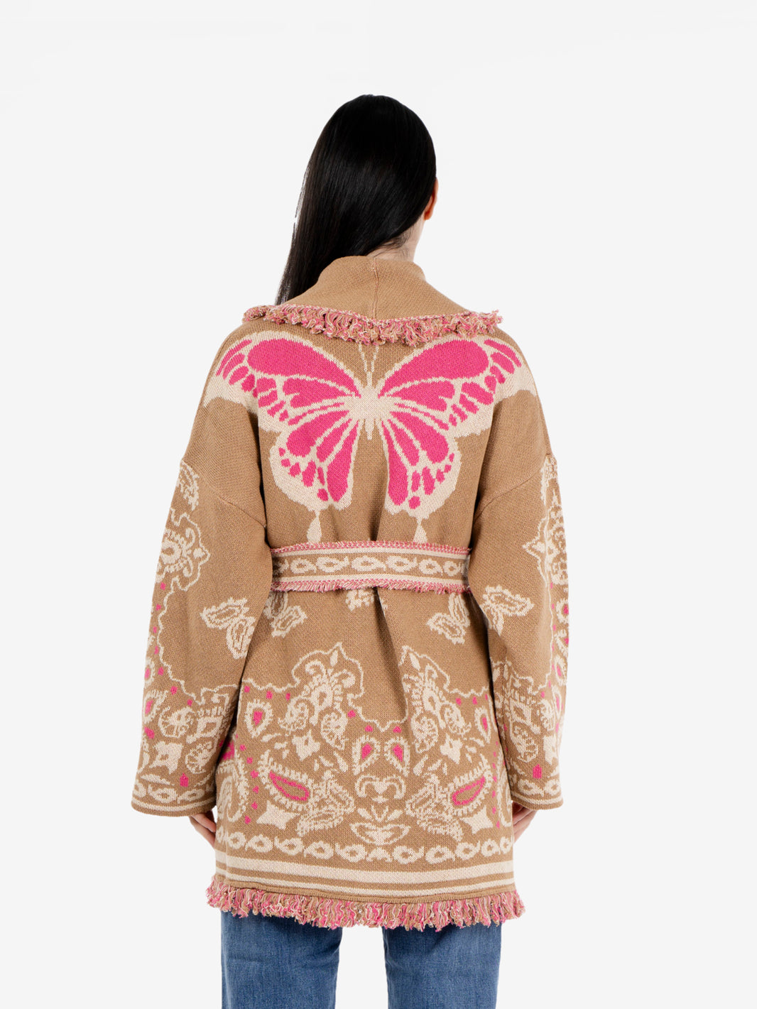 Cardigan con fusciacca cammello