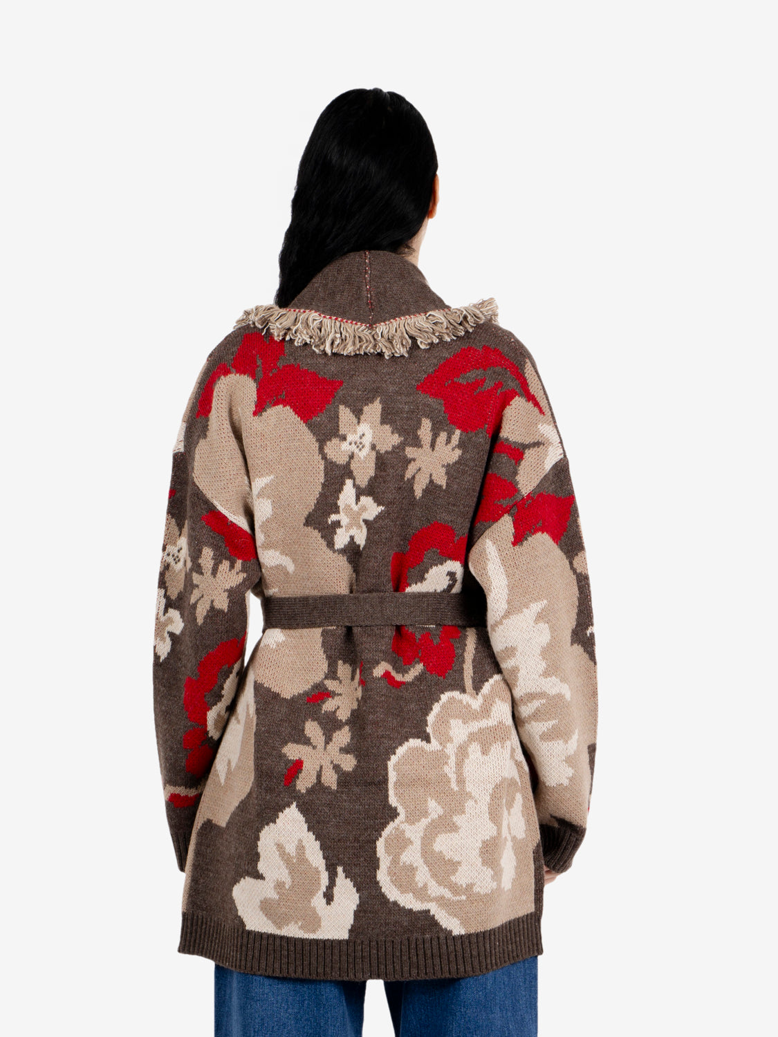 Cardigan con fusciacca fantasia moro