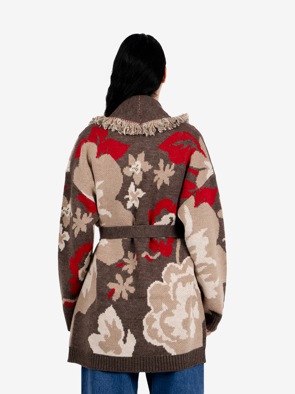 Cardigan con fusciacca fantasia moro