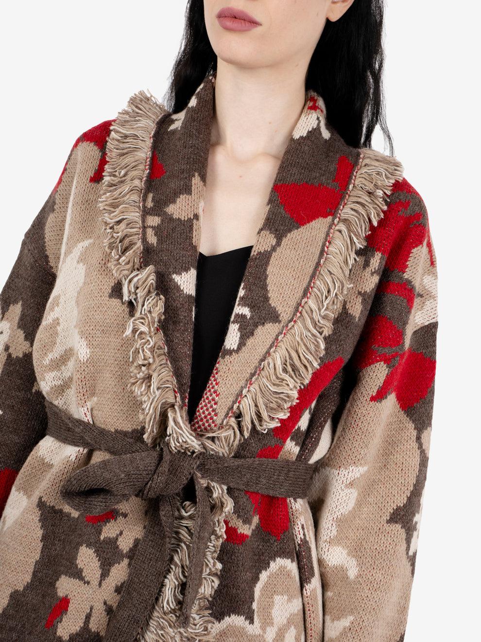 Cardigan con fusciacca fantasia moro