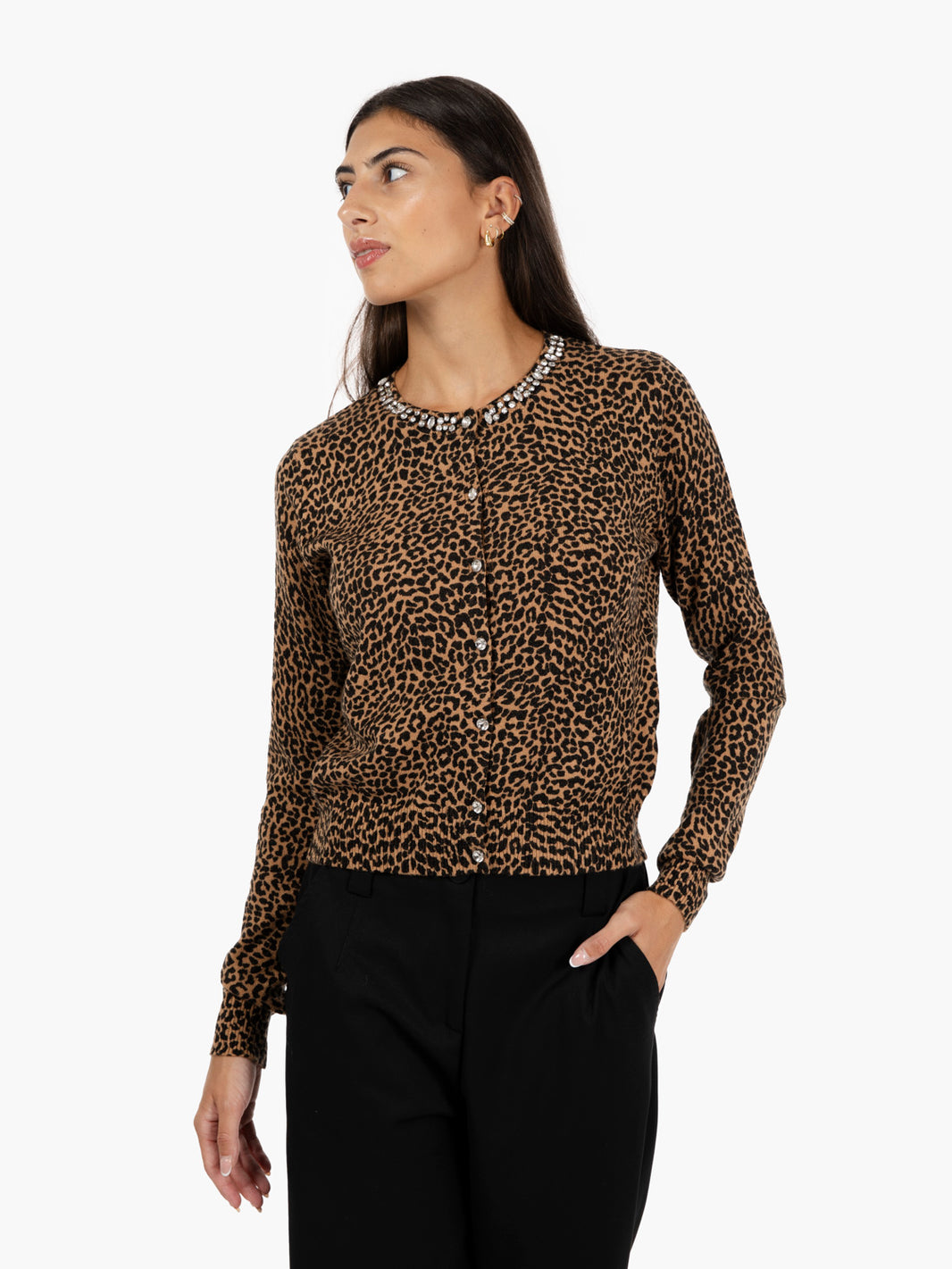Cardigan con pietre maculato