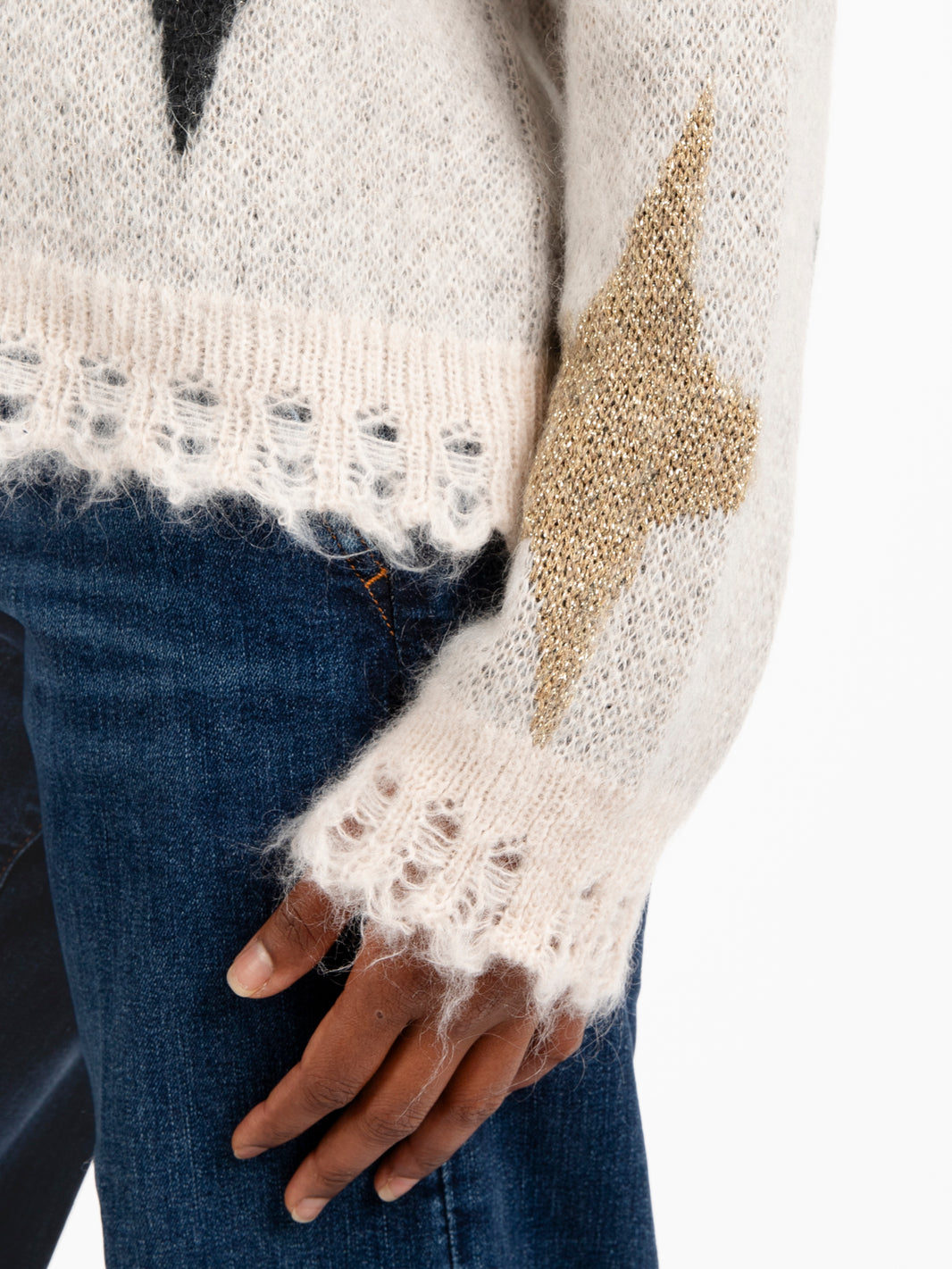 Cardigan con stelle lurex multicolor