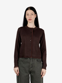 Cardigan in lana con profili fondente
