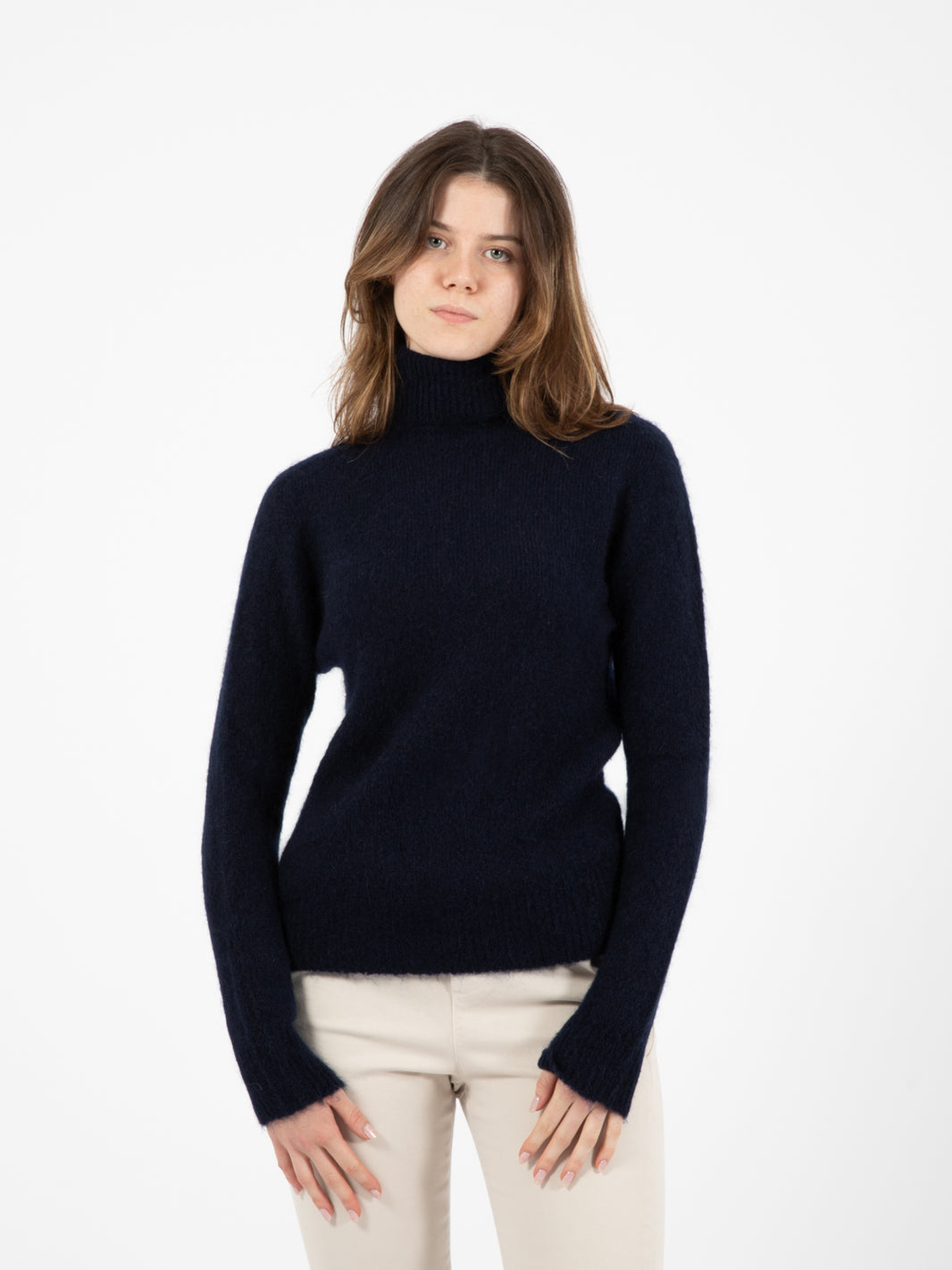 Dolcevita in lana blu