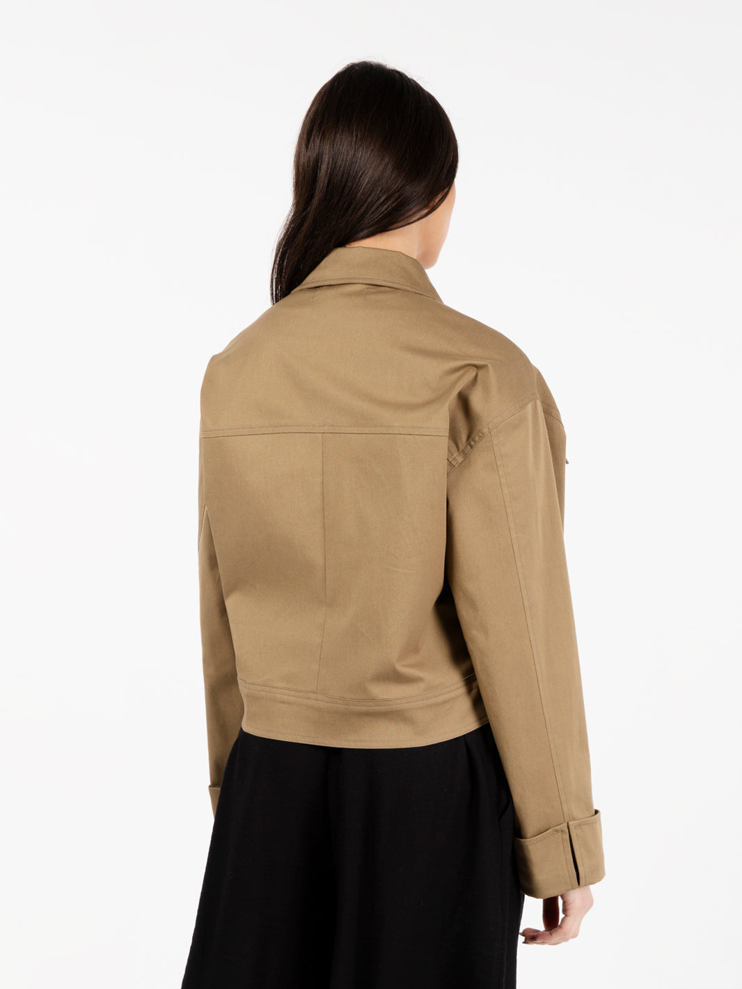 Giacca corta con tasche kaki