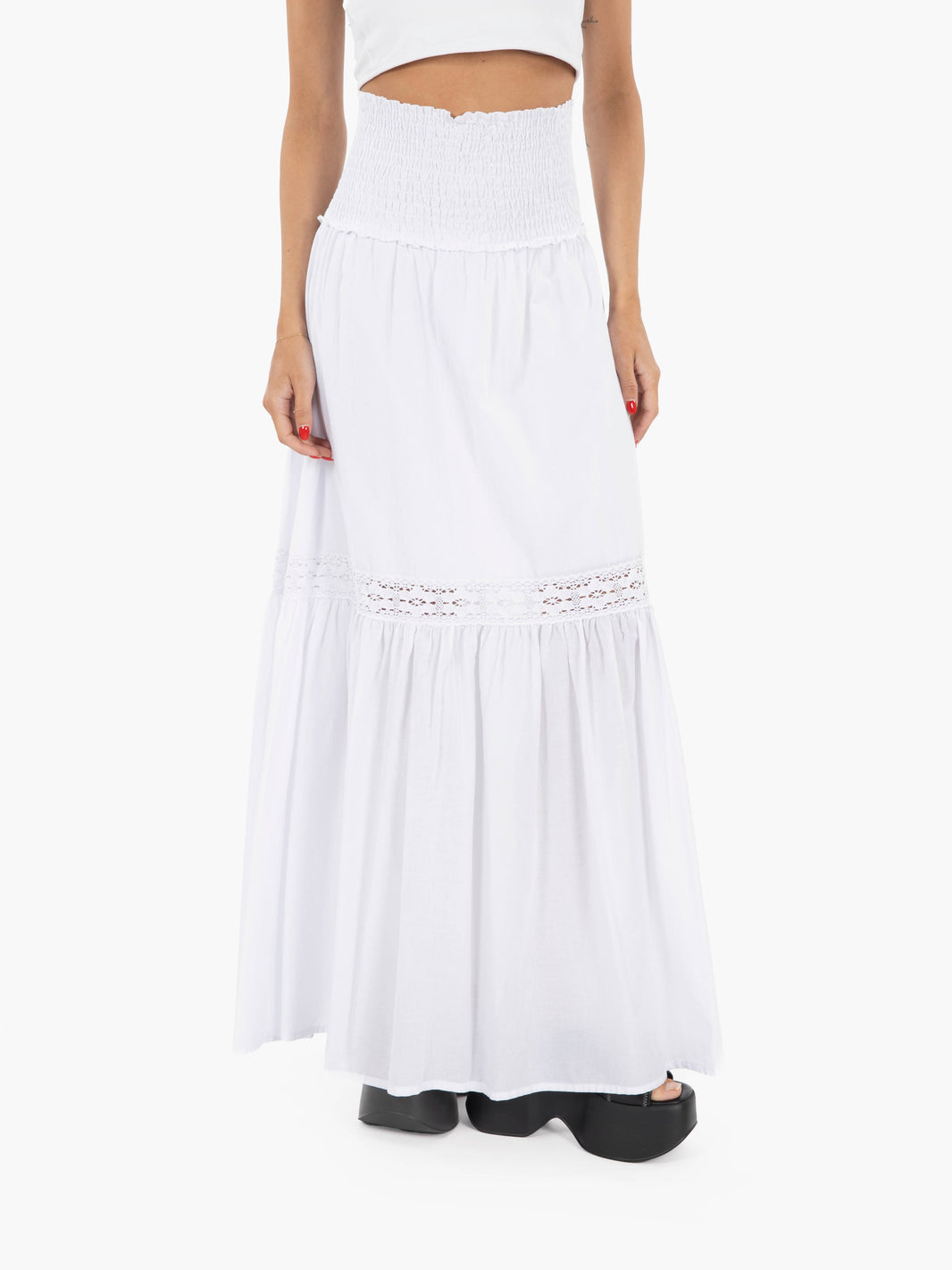 Gonna ampia boho bianco