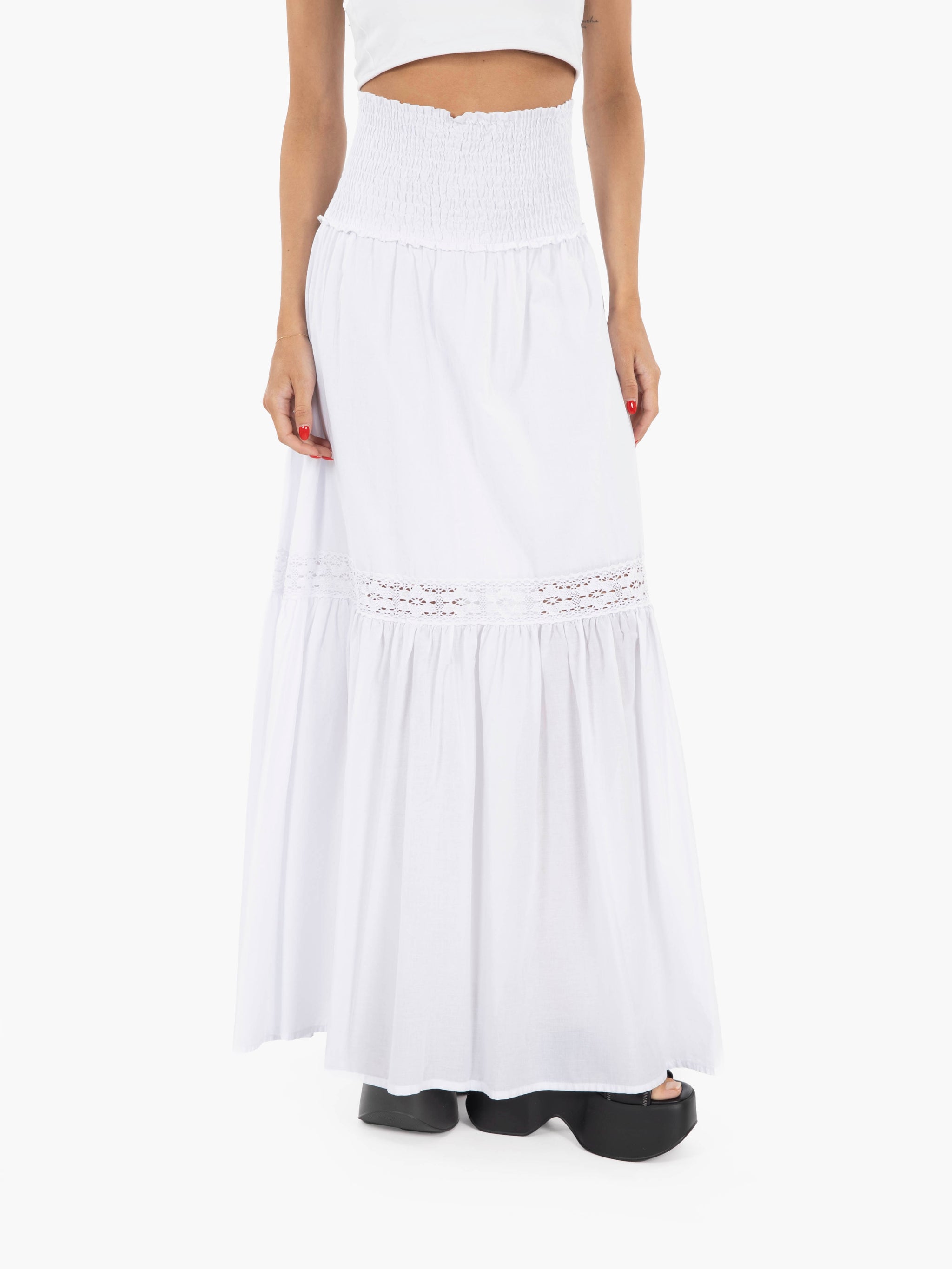 Gonna ampia boho bianco