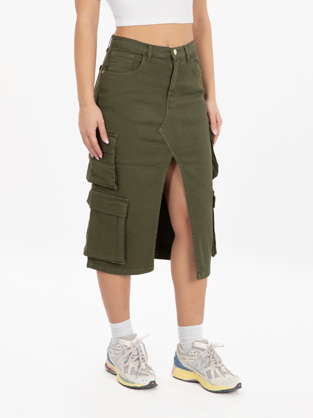 Gonna cargo con spacco militare