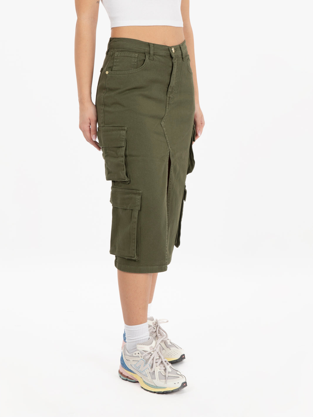 Gonna cargo con spacco militare