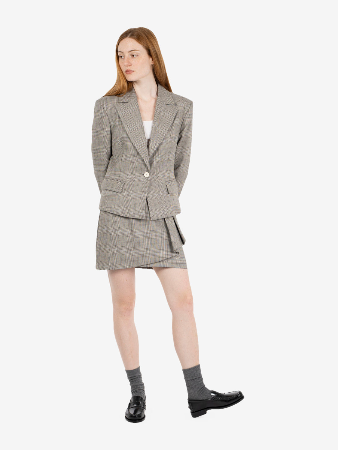 Grey checked mini skirt