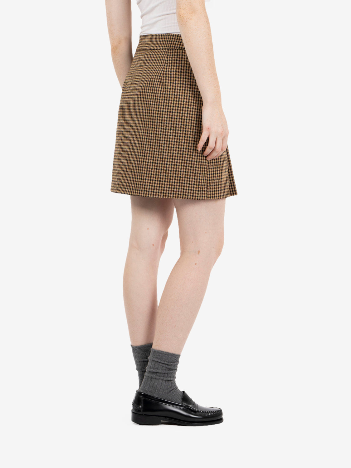 Camel pied-de-poule mini skirt