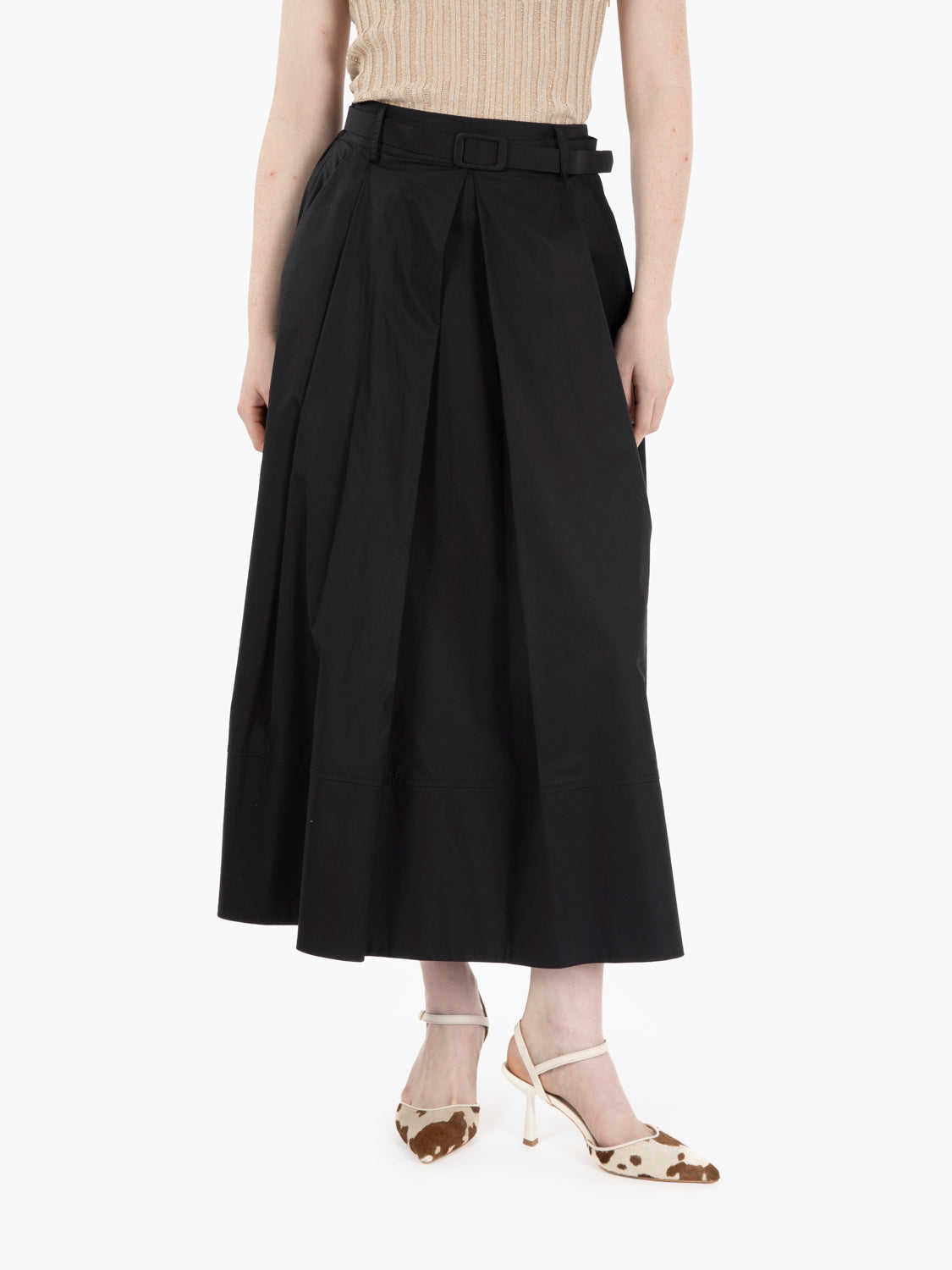 Black cotton long skirt